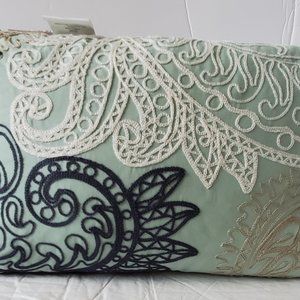 Sea Foam Green with White Navy Lace Embroidery